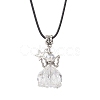 Glass Seed Beaded Star Angel Pendant Black Waxed Cotton Cord Necklaces NJEW-MZ00144-01-2