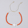 Glass Seed Beads & Brass Braided Beaded Bracelets LS-TV0952-8-1