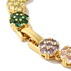 Rack Plating Brass Pave Cubic Zirconia Flower Link Chain Bracelets for Women BJEW-A018-03G-02-3