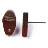 Opaque Resin & Walnut Wood Stud Earring Findings MAK-N032-010A-B03-3