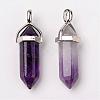 Natural Amethyst Double Terminated Pointed Pendants G-F295-05C-2