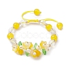 Flower Glass & Acrylic Braided Bead Adjustable Bracelets for Women BJEW-JB10446-04-1