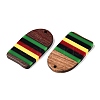 Jamaican Colour Epoxy Resin & Walnut Wood Pendants RESI-N039-122R-2