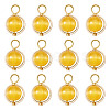 12Pcs Brass & Glass Imitation Cat Eye Round Charms PALLOY-TAC0237-02-2