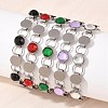 304 Stainless Steel and Glass Link Chain Bracelets for Women GL-T001-03A-1