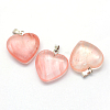Heart Cherry Quartz Glass Pendants G-Q438-09-2