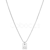 1Pc Stainless Steel Letter Rectangle Pendant Necklaces NJEW-LP0001-34G-P-1