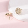 Brass Micro Pave Clear Cubic Zirconia Flat Round Stud Earrings EJEW-H165-05G-3