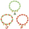 Christmas CCB Plastic & Glass Bead Bracelets BJEW-FS00029-1