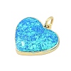 Brass Pave Synthetic Opal Heart Pendants KK-I723-20G-2