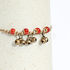 Alloy Bell & Porcelain Bead Charm Wax Cord Adjustable Anklets FS-WG54FA9-04-2