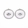 Brass Micro Pave Blue Cubic Zirconia Pendants KK-S356-753-1