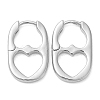 Rack Plating Brass Oval with Heart Hoop Earrings EJEW-D064-09P-1