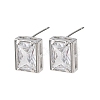 Brass Micro Pave Clear Cubic Zirconia Stud Earrings EJEW-C174-02D-P-4