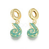 Brass Turquoise Enamel European Dangle Charms KK-N271-41G-02-1