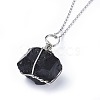 Natural Tourmaline Pendant Necklaces NJEW-JN02424-4