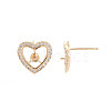 Brass Micro Pave Clear Cubic Zirconia Stud Earring Findings KK-S364-282-3
