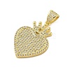 Heart Rack Plating Brass Micro Pave Cubic Zirconia Pendants KK-Z074-56G-2