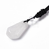 Natural Quartz Crystal Hexagon Pendant Necklace with Nylon Cord NJEW-G094-A07-2