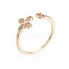 Brass Micro Pave Clear Cubic Zirconia Peg Bails Cuff Finger Ring Settings X-KK-S360-014-NF-1