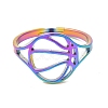 Ion Plating(IP) 304 Stainless Steel Hollow Basketball Adjustable Ring for Women RJEW-M149-28RC-1
