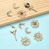 10Pcs 10 Styles Zinc Alloy with Glass Rhinestone Pendants FIND-YW0004-27-2