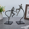 Assembled Rectangle PS Plastic Action Figure Display Stands with Adjustable Iron Support Arm ODIS-WH0100-12C-4
