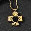 Cross with Heart 304 Stainless Steel Cubic Zirconia Pendant Necklaces NJEW-H070-01G-02-1