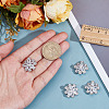 4Pcs 1-Hole Brass Pave Clear Cubic Zirconia Buttons BUTT-MA0001-15B-P-3