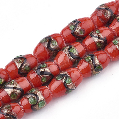 Handmade Gold Sand Lampwork Beads LAMP-T006-01H-1