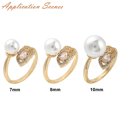 Leaf Brass Micro Pave Cubic Zirconia Cuff Ring Setting KK-A244-01G-G-1