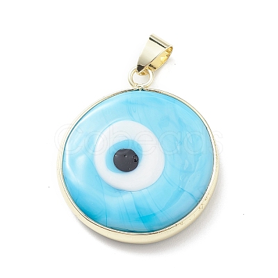 Handmade Evil Eye Lampwork Pendants LAMP-F031-03G-05-1