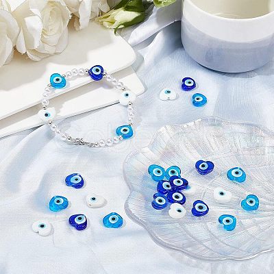 SUPERFINDINGS 30Pcs 3 Colors Handmade Evil Eye Lampwork Beads Strands LAMP-FH0001-10-1