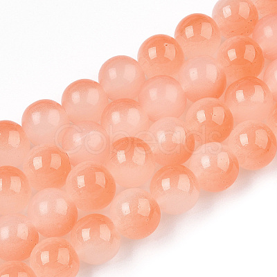 Baking Paint Imitation Jade Glass Round Bead Strands X1-DGLA-N003-8mm-08-1