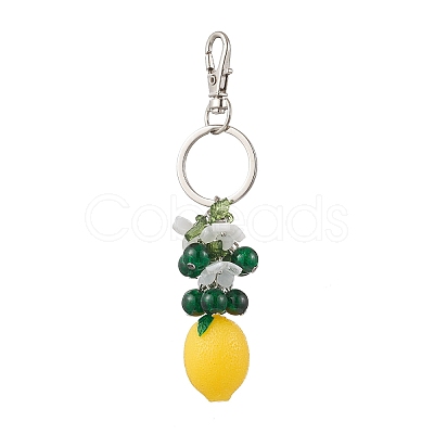 Opaque Resin & Spray Painted Crackle Glass Keychains KEYC-JKC01343-02-1