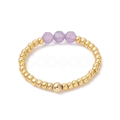 Round Glass Seed Beads Finger Rings for Women RJEW-JR00984-1