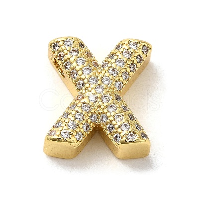 Brass Micro Pave Clear Cubic Zirconia Charms ZIRC-C009-01G-X-1