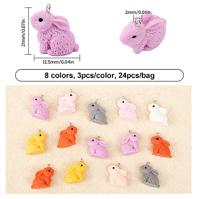 24Pcs 8 Colors Opaque Resin Pendants RESI-CA0001-55-1