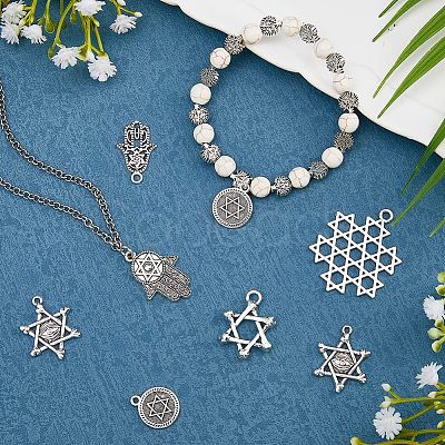60Pcs 6 Style Tibetan Style Alloy Pendant FIND-FH0005-56-1
