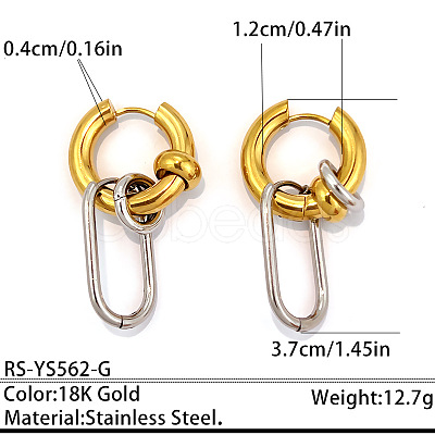 Two Tone 304 Stainless Steel Hoop Earrings WG32BA0-02-1