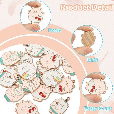 20Pcs 4 Styles Alloy Enamel Pendants ENAM-FS0004-13-1