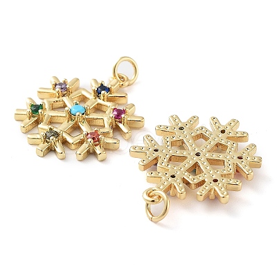 Rack Plating Brass Micro Pave Colorful Grade AAA Cubic Zirconia Pendants X-KK-M280-05G-1