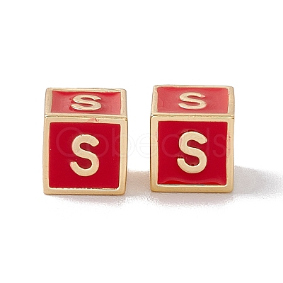Rack Plating Brass Enamel Beads KK-B060-04G-03S-1