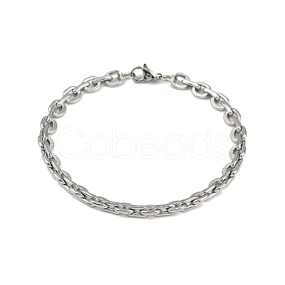 201 Stainless Steel Cuba Style Chian Bracelet for Men BJEW-B138-06P-01-1