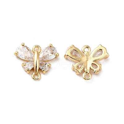 Brass Clear Cubic Zirconia Connector Charms KK-M233-53G-1