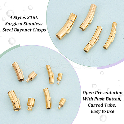 Olycraft 4 Sets 4 Styles 316L Surgical Stainless Steel Bayonet Clasps STAS-OC0001-16-1