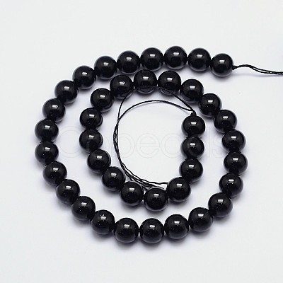 Natural Black Tourmaline Round Bead Strands G-I160-01-10mm-1