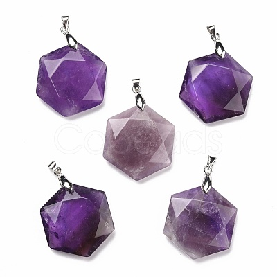 Natural Amethyst Pendants G-C241-02C-1