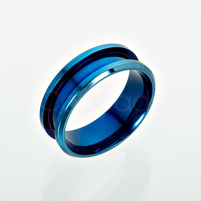 201 Stainless Steel Grooved Finger Ring Settings MAK-WH0007-16L-A-1