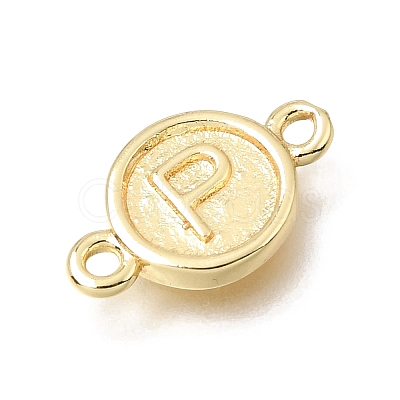 Brass Disc with Initial Links Connector Charms KK-E802-36G-P-1